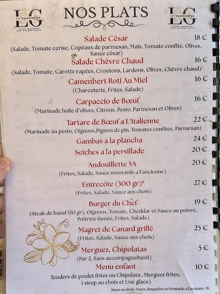 Restaurant la Guinguette - Menu Image 1